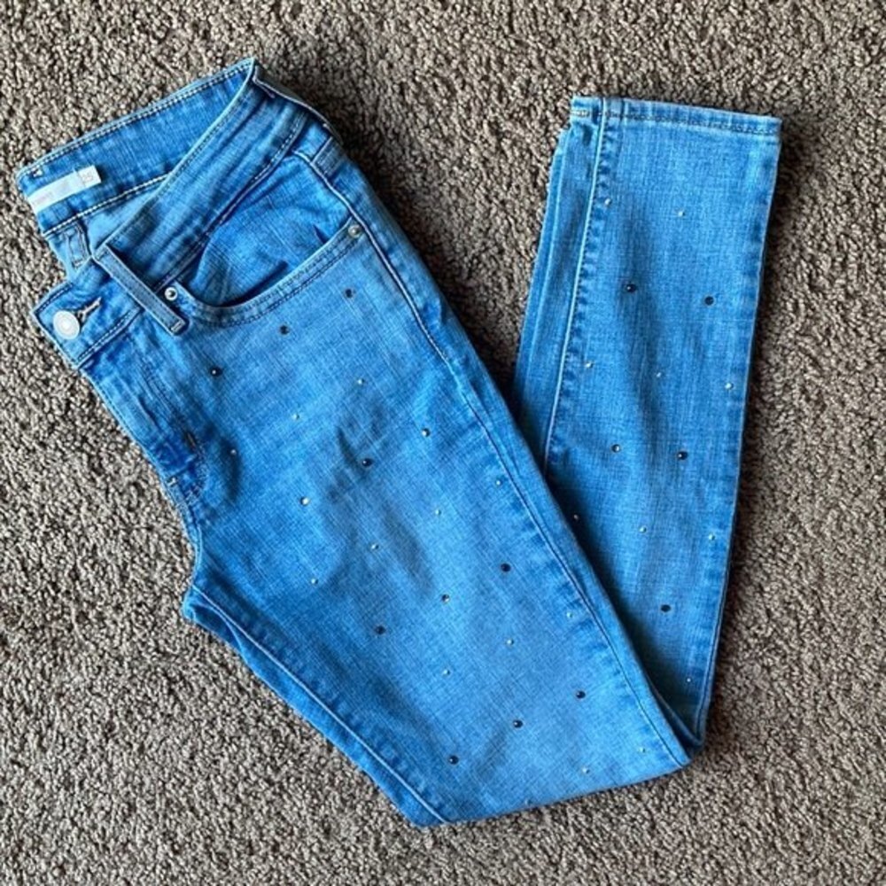 LEVI Unique High Rise Rhinestone Skinny Jeans (25)